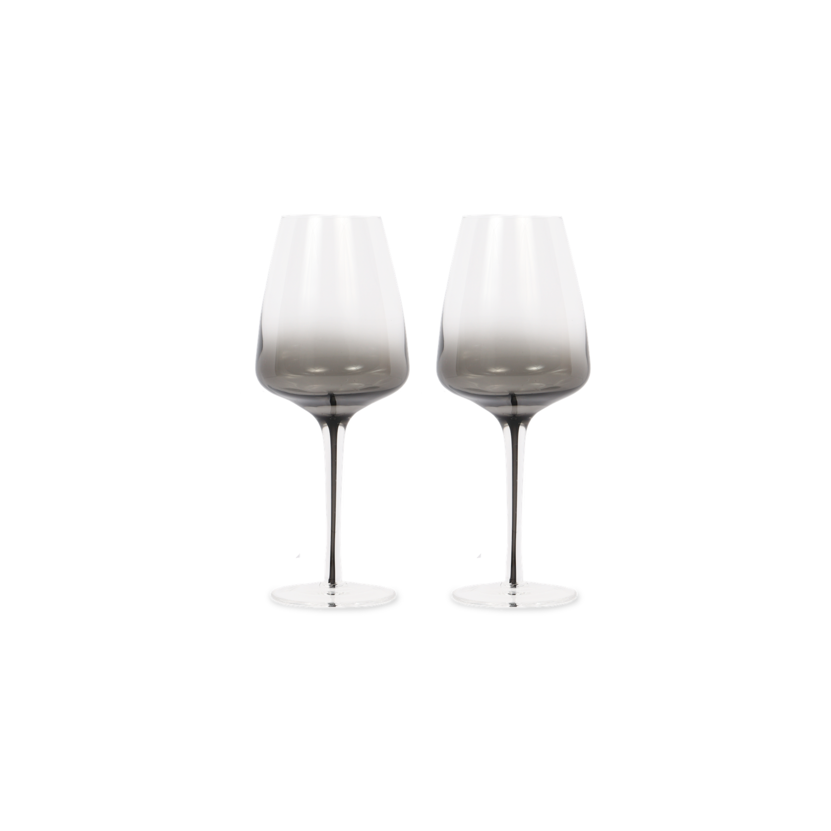 Copas de vino blanco con tallo ahumado oscuro (juego de dos)